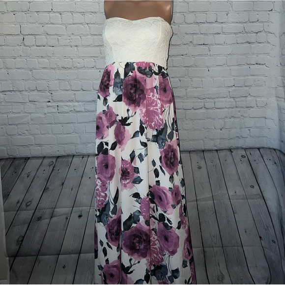 Levée Dresses & Skirts - Levée White & Purple Floral long dress size M